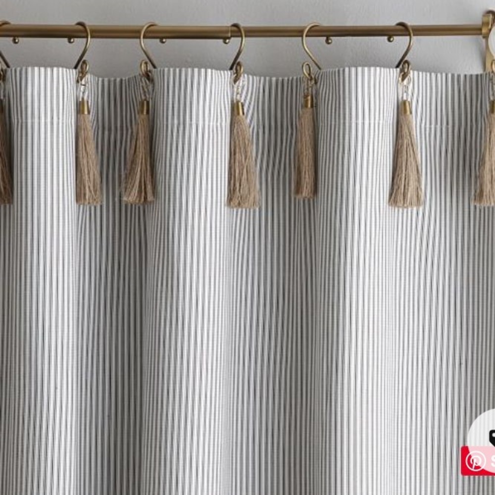 Emily & Merritt pottery barn ticking stripe drape